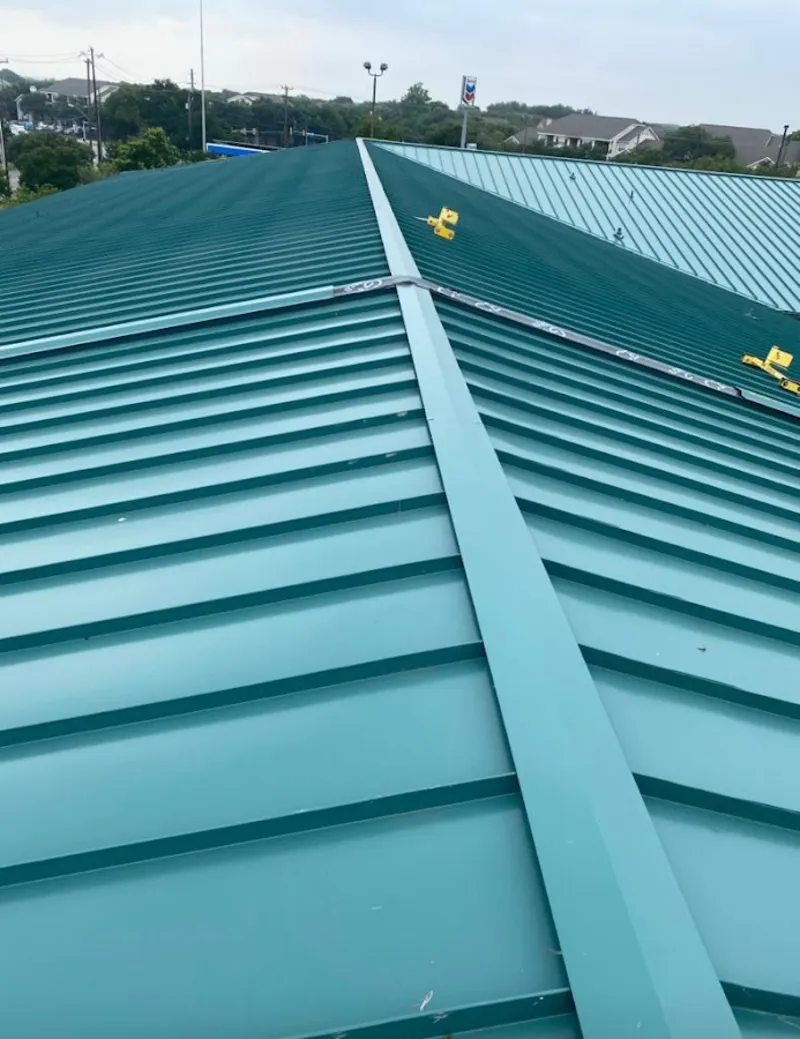 Green commercial metal roof ridge and valley for Metal Roof Repair in Balm